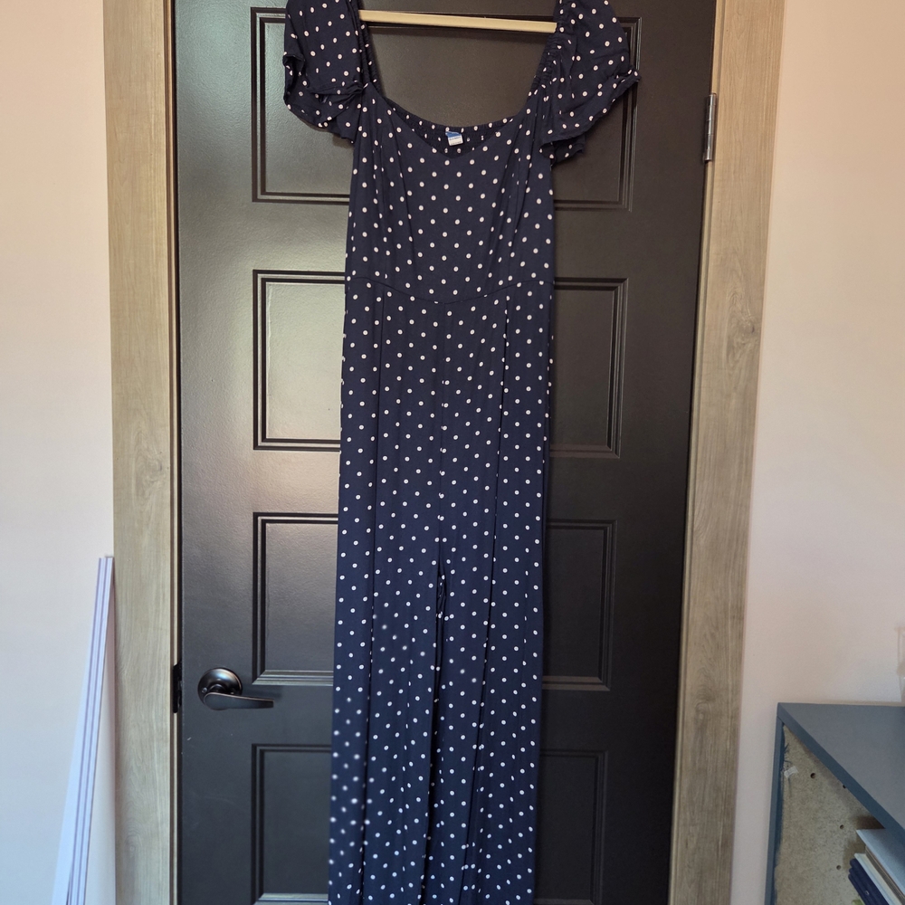 Old Navy Dark Blue and White Polka Dot Garment